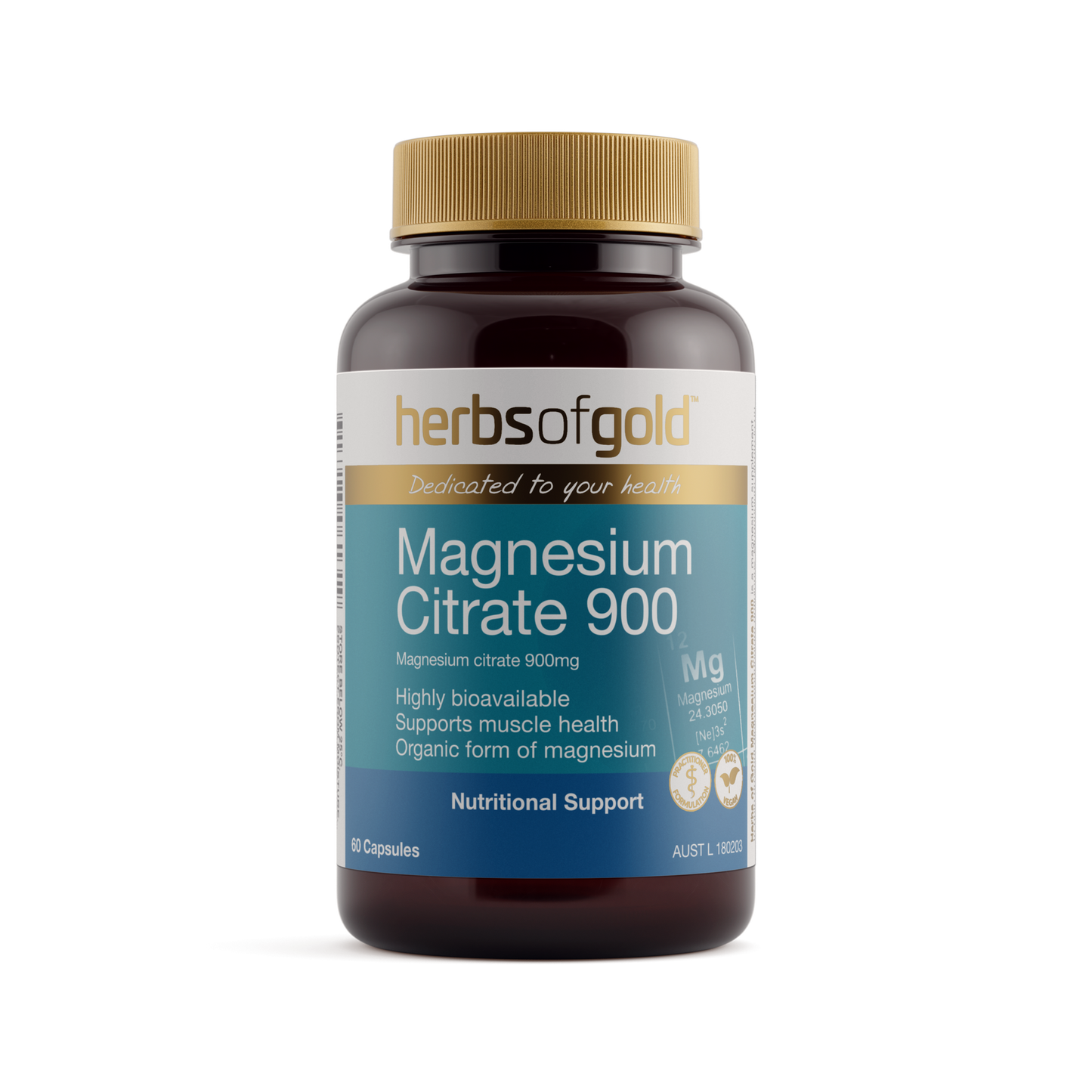 Herbs of Gold Magnesium Citrate 900 — 120 Capsules